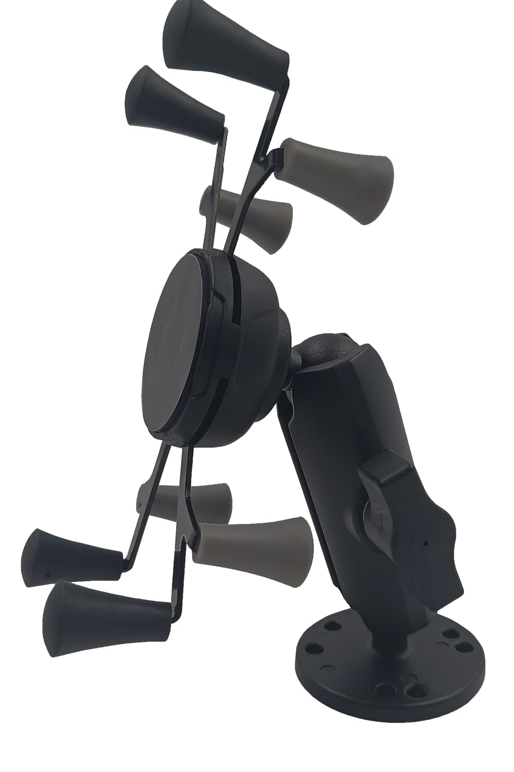 Strg Phone Mount with Drill-Down Round Base with Medium B Size 1 Ball Double Socket Arm Phone Holder