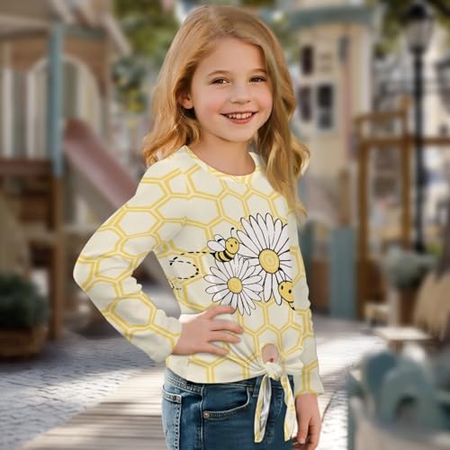 Back to School Shirts for Girls Long Sleeve Basic Tees Crew Neck Fall Shirts Relax Fit Workout Outfits Size 5-123