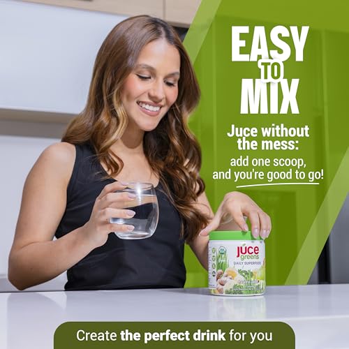 JUCE Green Superfood Powder, Organic Fruits and Veggies Supplement W/ 77 Superfoods Plus Prebiotic Probiotic Blend, Harvest Apple Flavor - 20 Servings (230 g)… - Image 6
