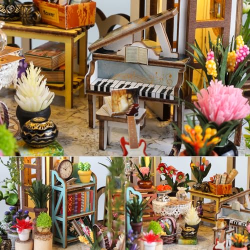 Image of TuKIIE DIY Miniature Dollhouse Kit with Furniture, 1:24 Scale Creative Room Mini Greenhouse Wooden Doll House for Kids Teens Adults(Hanging Garden)