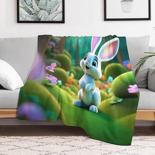 Plaid couverture polaire lapin 150x200 cm douce pour lit et canapé