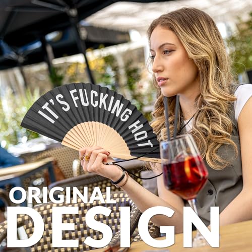 image for Fisura – Original folding fan with message “F*cking hot”. Black 