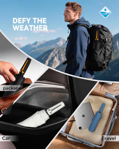 Image of Contacts Compact Folding Umbrella - Windproof Travel Umbrella with Automatic Open /Close, Waterproof, UV Protection, Portable Umbrella for Men, Women & Kids