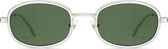 Retro Oval Sunglasses for Women Men Trendy Large Round Y2k Sunnies AP3681,Silver/Light Green