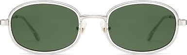 Retro Oval Sunglasses for Women Men Trendy Large Round Y2k Sunnies AP3681,Silver/Light Green