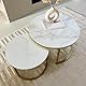 Home Heaven® Couchtisch Rund Weiss Marmor mit Gold – Runder Wohnzimmertisch 2er Set für Wohnzimmer - Ø70cm Ø50cm