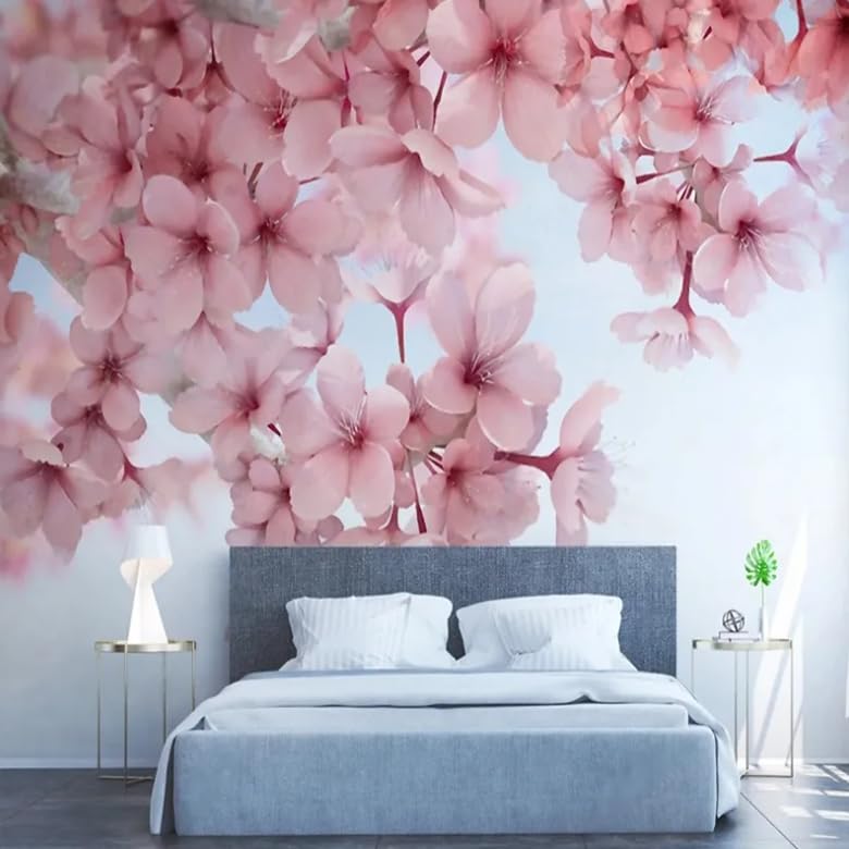 Papier peint photo 3D moderne fleur cerisier rose peinture déco murale salon