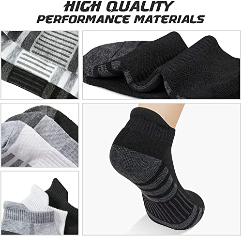 Men's and Women's Athletic Ankle Socks, No Show Low Cut Sports Socks for Running, 6 Pairs,9-12,Black3