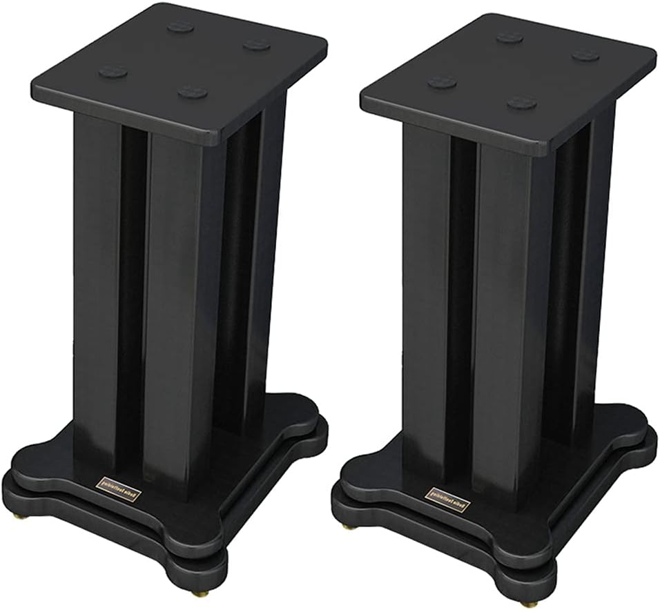 Speaker Tripod Audio Rack, Bookshelf Desktop Speaker Rack, Wooden Metal Iron Surround Floor Rack, Free Accessories (Color : Black, Size : 34.5 * 29.5 * 70cm)