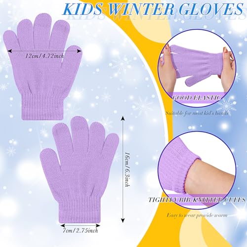 Image of Xtinmee 100 Pcs Kids Winter Beanie and Gloves Bulk Warm Knit Hat Stretchy Full Fingers Gloves Pack Unisex Cold Weather Set