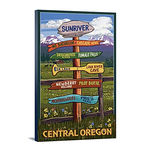 Lantern Press Sunriver, Oregon, Destination Signpost, (24x36 Wrapped Canvas, Wall Decor, Artwork)