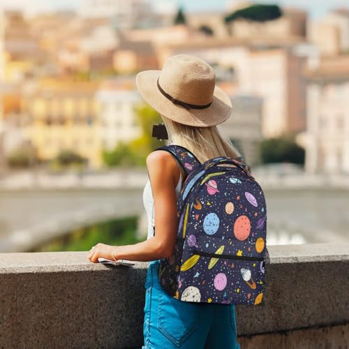 Retro Cartoon Space Kids Backpack, Lightweight School Bookbag Large Capacity Laptop Backpack Water Resistant Daypack Shoulder Bag for Teenager Boys Girls4