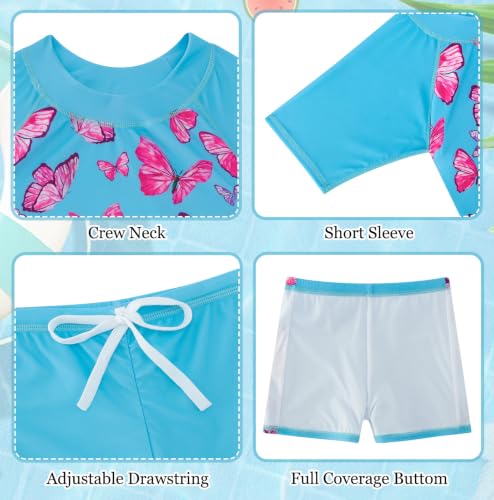 Image of Lovekider Girls Swimsuits 2 Piece Rash Guard Liner Bathing Suit Shorts Set