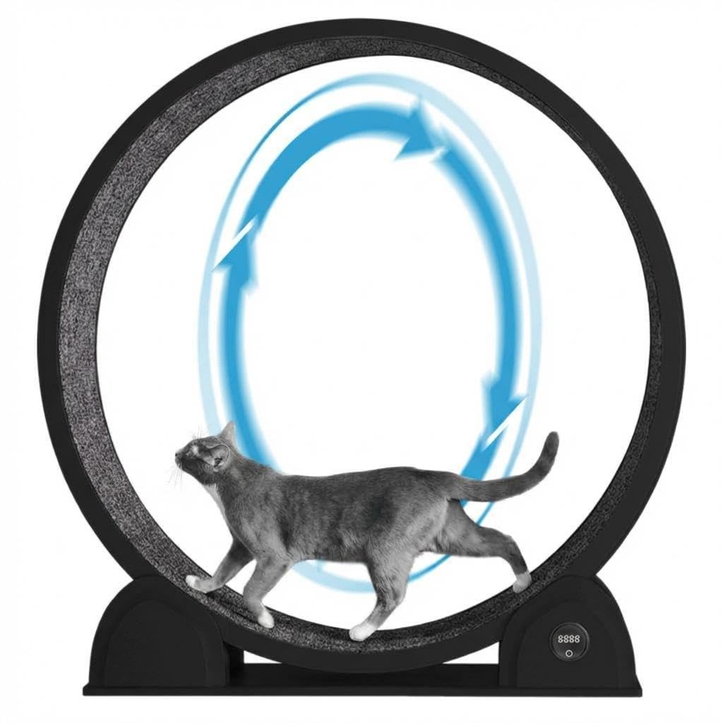 Roue d'exercice Silencieuse pour Chat 114 cm avec Compteur De Pas – Appareil d'Entraînement Indoor pour Chat, Tapis Amovible, ABS Robuste, Favorise La Forme Physique,
