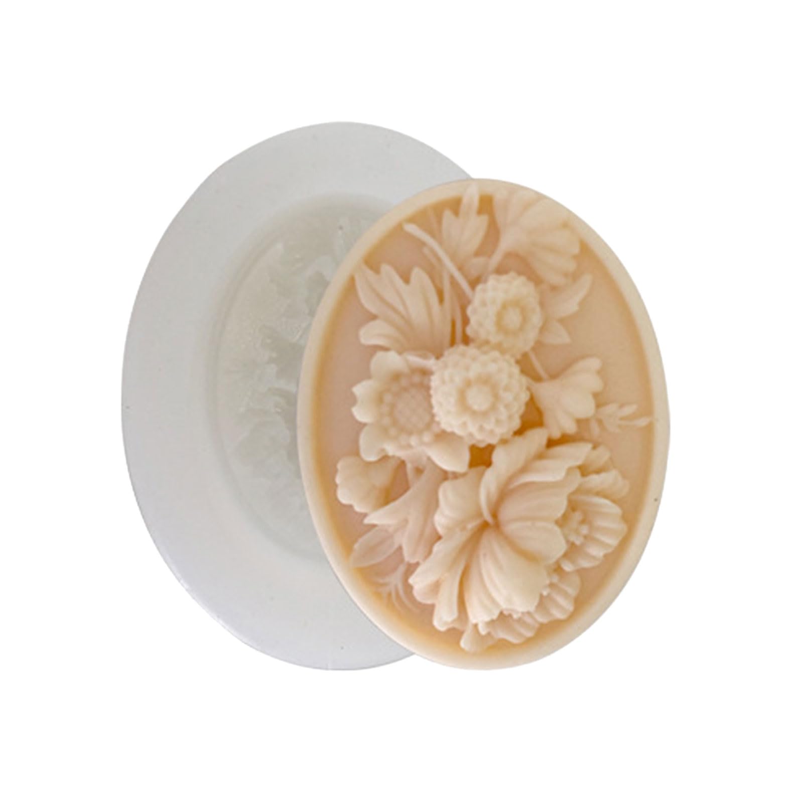 Yhplxyuus Carved Oval Shape Silicone Molds Easy Demold for Epoxy Resin Soap Chocolate Baking Flower Silicone Molds