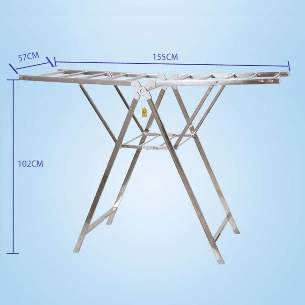 WolFum Étendoir à Linge Pliant Étendoir à Linge Extensible en métal Essentiels ménagers Blanchisserie Sèche et Humide Pliable à l'intérieur pour Un Rangement Facile (Color : Stainless Steel, Size