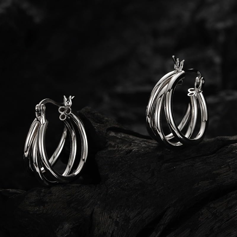 Boucles d'oreilles cerceaux pour femmes créoles géométriques légères - 4