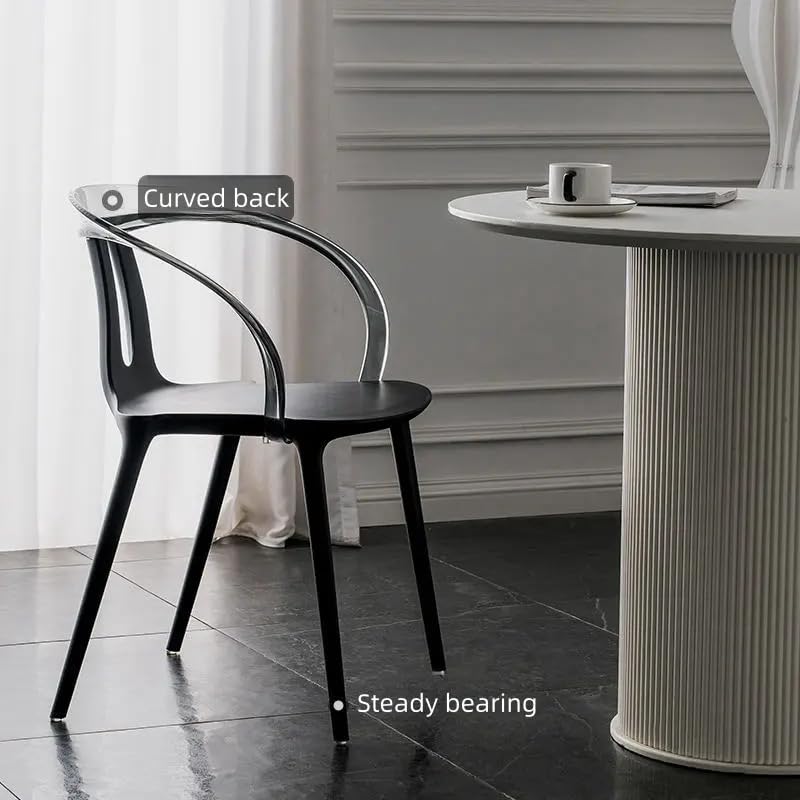 Oslo Plastic Dining Chair with Transparent Border | Durable & Stylish | Modern Lightweight Chair for Dining Room, Living Room, Café | Black 1