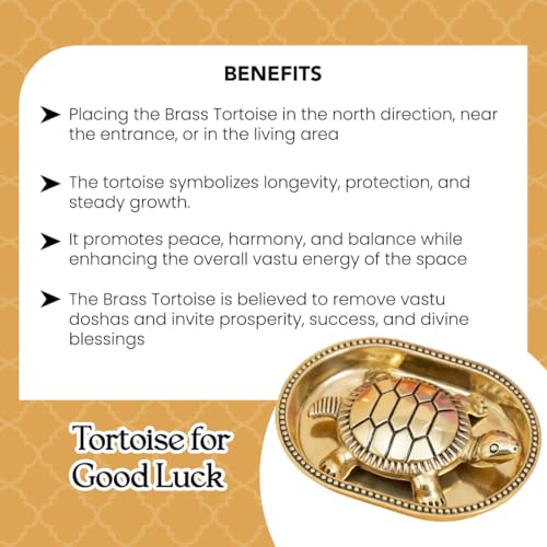 Image of Ekhasa 100% Pure Brass Tortoise and Plate with Gift Box | Feng Shui Turtle Vastu Item for Home Office Desk Decor | Good Luck Wealth Religious Housewarming Griha Pravesh Gift