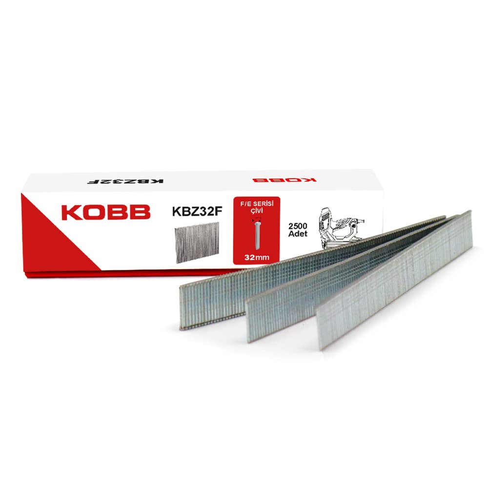 KOBB KBZ32F 32mm 2500 Adet F/E/J/8 Serisi Ağır Hizmet Tipi Kesik Başlı Çivi, Gri