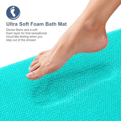 OLANLY Thick Memory Foam Bath Mats Rugs 36x24, Extra Soft Absorbent Bathroom Rug, Quick Dry Bath Mat, Non-Slip, Machine Washable Carpet for Bathroom, Tub and Shower, Home Decor Accessories, Teal by OLANLY - Image 2