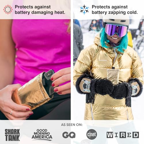 Image of PHOOZY Apollo Thermal Phone Case | Insulated Phone Pouch Extends Battery Life 3X | Heat Resistant Drop Protection | Military Grade Water Resistant | Large | Gold (Pack of 3)