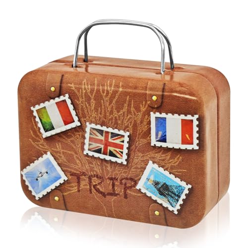 Hpbaggy Mini-Reisekoffer Deko-Koffer Geldgeschenk Verpackung Hochzeit und Reisegutscheine Geschenkkoffer Reiseerinnerungen Geldgeschenke Reise 7 5 x 5 5 x 3 5 cm