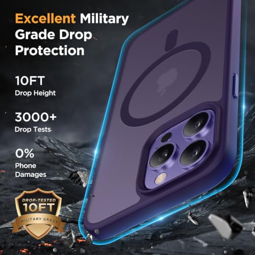 Image of Miracase Magnetic for iPhone 12 /12 Pro Case (Compatible with MagSafe) Military-Grade Protection, Anti-Fingerprint Translucent Matte Phone Cover for iPhone 12 /12 Pro Case 6.1 inch, Dark Purple