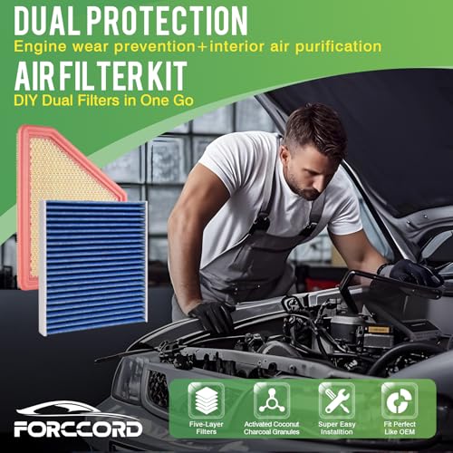 Image of Cabin & Engine Air Filter Fit for Chevrolet Chevy Equinox 2010-2017, GMC Terrain 2010-2017 Activated Carbon Cabin Filter Replace#CF10742 CA10465 Car Accessories