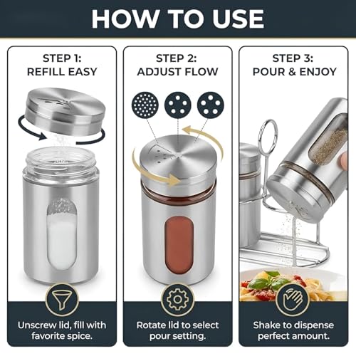 Image of Zapsol Stainless Steel & Glass Salt and Pepper Shakers, Set of 2