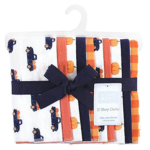 Image of Hudson Baby Unisex Baby Cotton Flannel Burp Cloths, Pumpkin Truck, One Size
