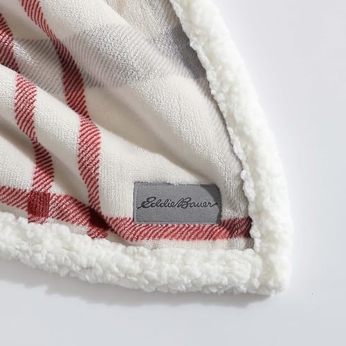 Image of Eddie Bauer - Throw Blanket, Ultra-Soft Plush Blanket with Faux Shearling Popcorn Fleece Reverse, Oversized Bedding for Couch or Bed (New Castle Red, 50 inch x 60 inch)