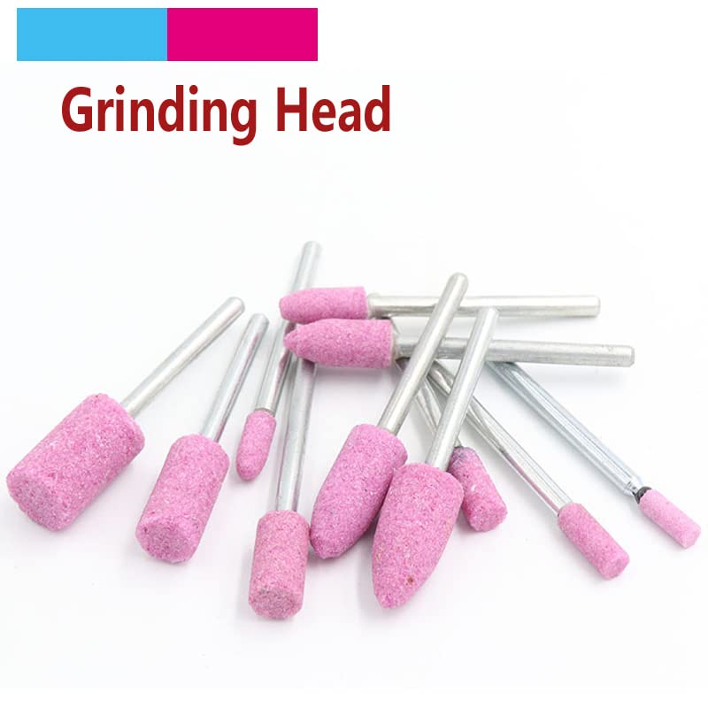 50 Pieces Shank Mounted Stone Heads 4mm-10mm Abrasive Mounted Stone Grinding Wheel Head Polishing Point Stone Heads Cylinder Shape