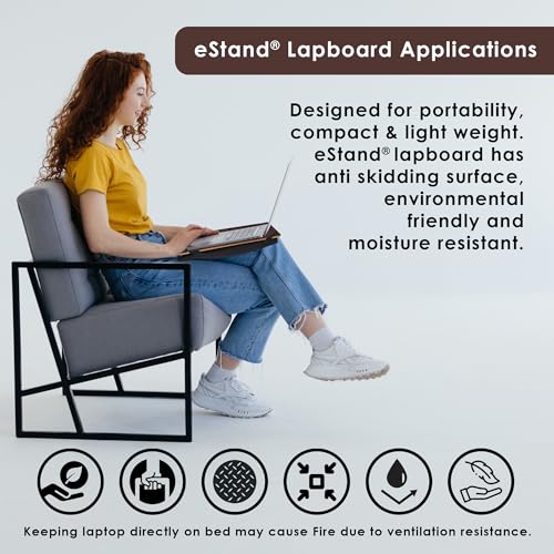 Image of Lap Board for Study | Home | Dining | Office | Laptop | Computer Desk | Reading & Writing | Multi-Purpose | Made in India | (Walnut, Cushion PAD 14X18 Walnut)