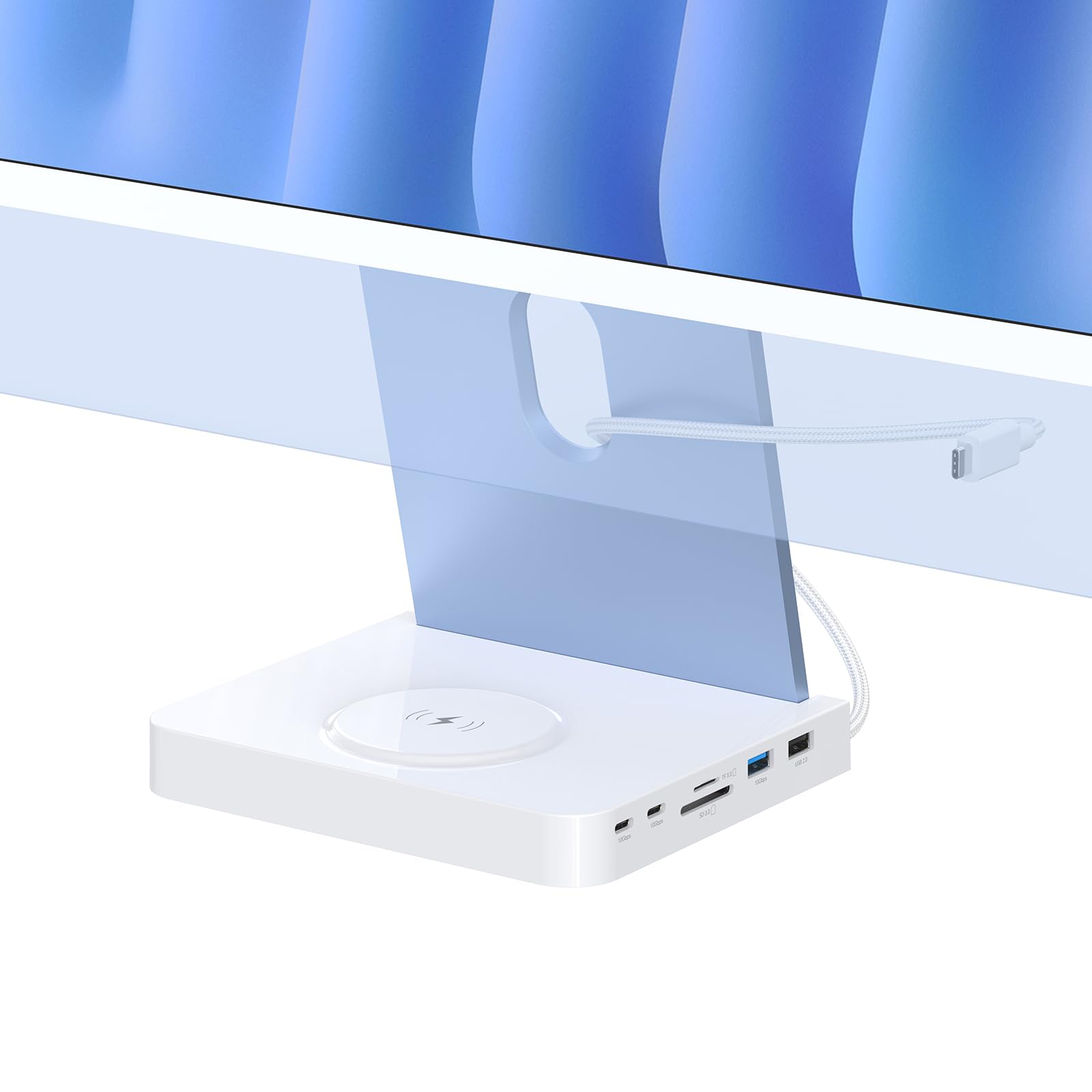 Hub USB C per iMac 61.0 cm 2021/2023/2024, 10 Gbps USB-C*2 & USB-A, lettore SD/TF 15 W Wireless Charge, accessori adattatore per iMac M1 M3 M4