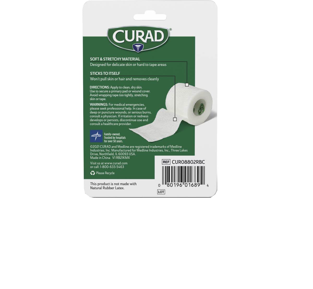 CURAD Ouchless Tape 2" x 2.3 yds., Pack of 24