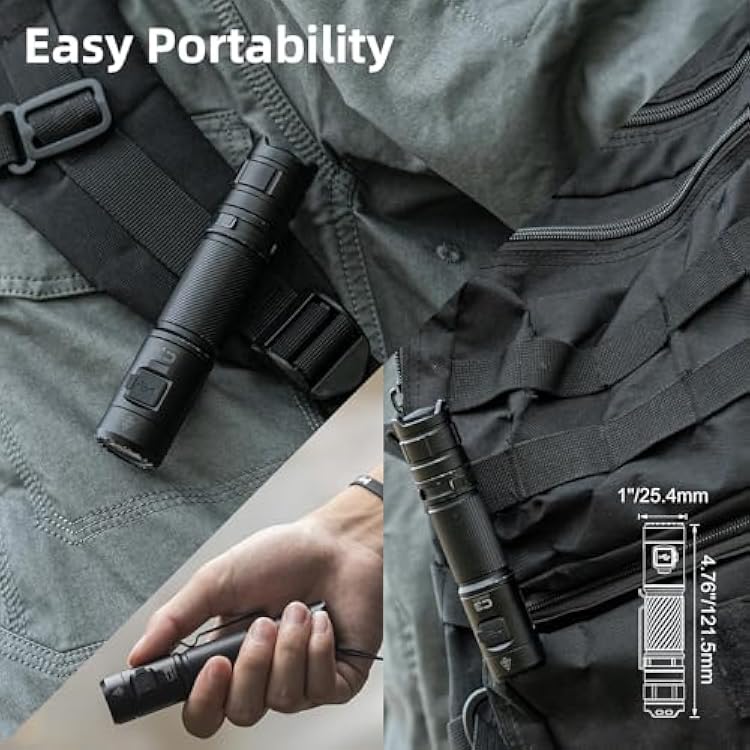 WUBEN C3 Rechargeable Flashlight 1200 High Lumens Super Bright, LED Tactical Flashlights, Powered EDC Flash Light IP68 Waterproof, 6 Light Modes for Camping, Emergency, Outdoor, Rescue, Inspection