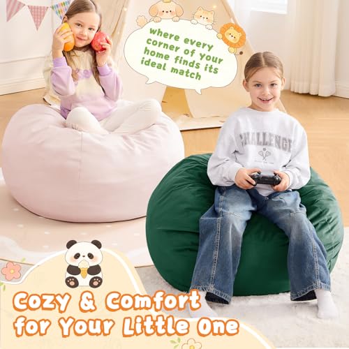 Image of Bean Bag Chairs for Kids - 2.5FT Round Memory Foam Furniture BeanBag Chair - Kids /Teens Bean Bag Sofa with Soft Micro Fiber Cover - Fluffy Couch for Playroom Living Room Bedroom, Green