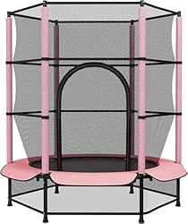 【Safe and stable】The trampoline with zipper door and safety net offers your child safety and security. In addition, 6 net poles are padded with foam to prevent injuries. The floor net prevents siblings from crawling under the children's trampoline wh...