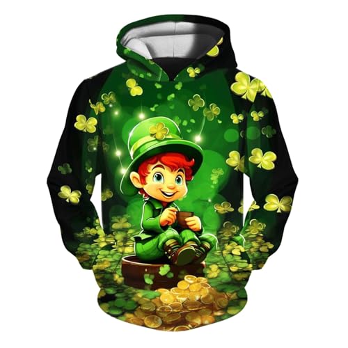 Unisex Child Full Zip Hoodie Sweatshirt Little Boys Girls Kids Hooded Unisex Sweatshirt 3D St. with (Green, 5-6 Years)