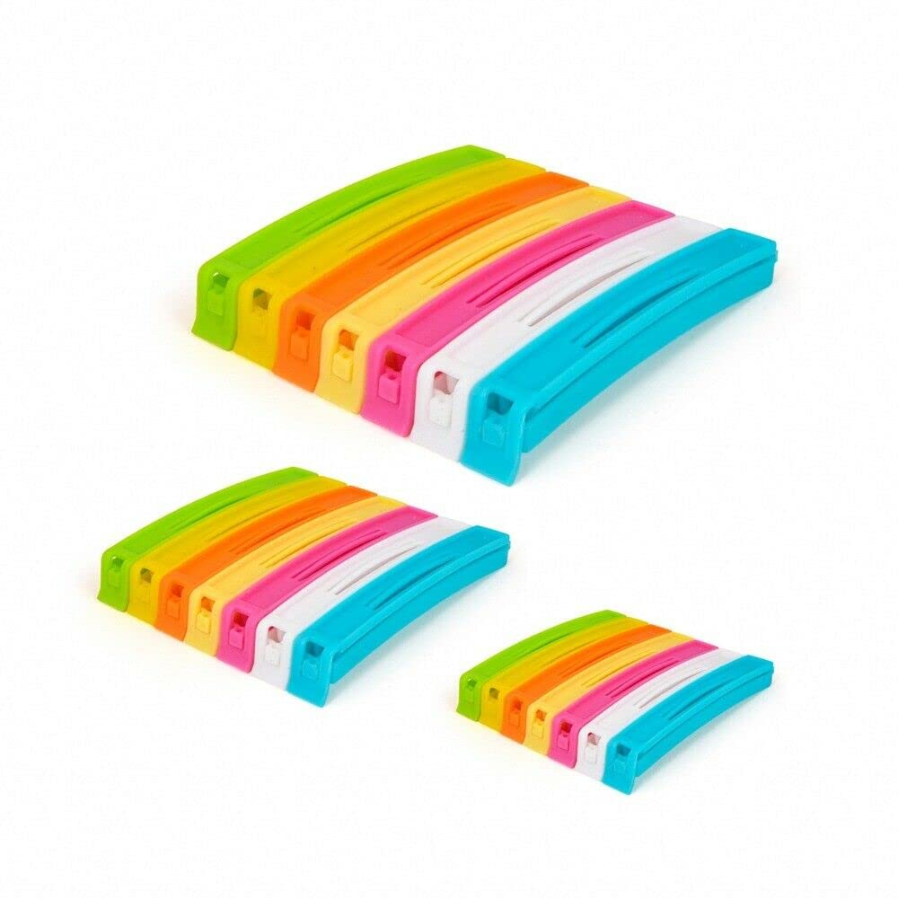 16 clip robuste per sacchetti per alimenti in 4 misure e 4 colori 16 clip robuste per sacchetti per alimenti in 4 misure e 4 colori