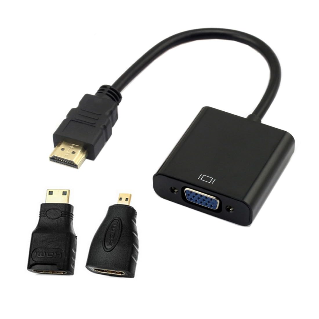 Chenyang Adaptateur HDMI vers VGA Femelle avec Micro Mini HDMI pour Projecteur Moniteur PC