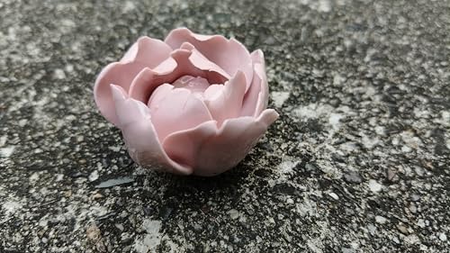 Image of Ceramic Flower Wall Art Decor, Artificial Flower Wall Sculpture,Handmade Ceramic Flowers for Home,Hallway,Living Room, Kitchen,Bathroom (Pink, Peony Bud, 1.57 inch)