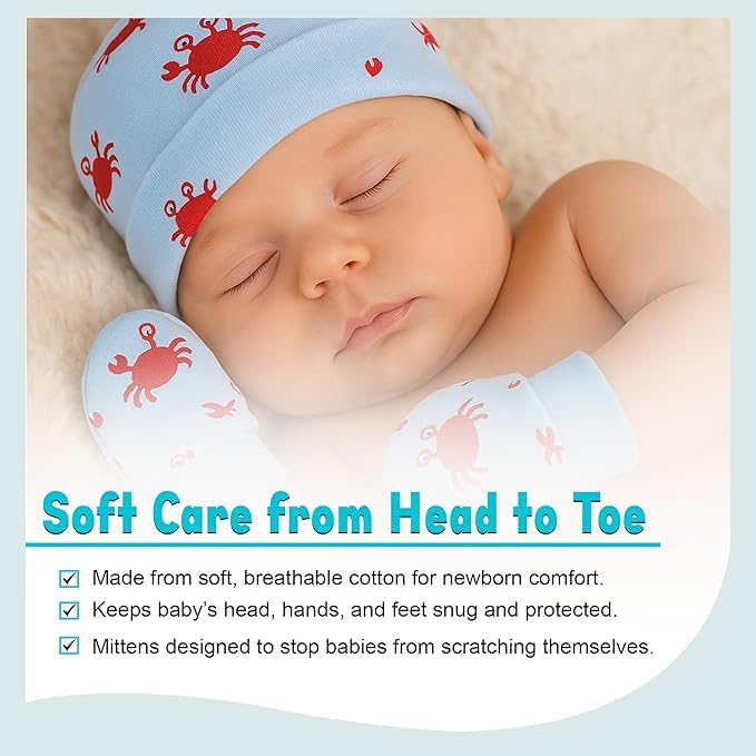 Secure Steps New Born Baby Girl Cap Mittens & Booties Set – Pack of 2 | 100% Cotton Essentials for Infants 0-6 Months | Soft Caps Hand Gloves & Booties Combo for Gifting - Image 6 thumbnail