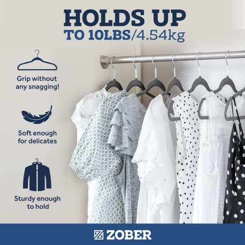 Zober Velvet Hangers 100 Pack - Gray Hangers For Coats, Pants & Dress Clothes - Non Slip Clothes Hanger Set W/ 360 Degree Swivel, Holds Up To 10 Lbs - Strong Felt Hangers For Clothing #TOP3