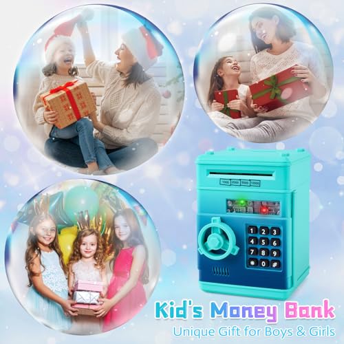 Image of Refasy Piggy Bank Cash Coin Can ATM Bank Electronic Coin Money Bank for Kids Age 3-12, Money Savings Box Mini ATM Coin Bank Toys Gifts for 3 4 5 6 7 8 9 10 11 12 Year Old Boys Girls