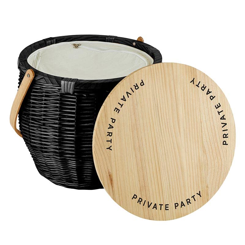 Santa Barbara Design Studio Picnic Baskets Fully Insulated Large Wicker Basket with Wood Tabletop Lid and Handle, 15