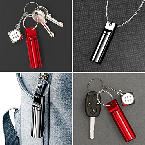 Image of Nipichsha Pill Holder Keychain, Portable Pill Box for Purse, Small Pocket Travel Tablet Organizer Case with Keychain, Waterproof Metal Tablet Medicine Bottle for Travel, Red & Black