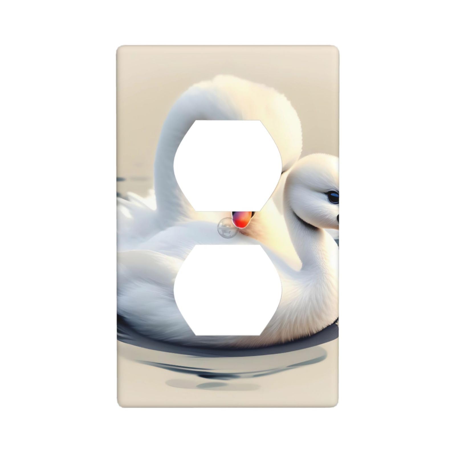 Cute Little swan Decorative Switch Plate Cover-Unbreakable Polycarbonate Wall Plate for Home Office, 1 Gang with Screws