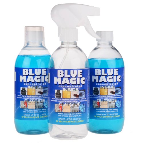Blue Magic Cleaning Solution 2 X 500Ml Bottles With Mixer Bottle Spray Nozzle